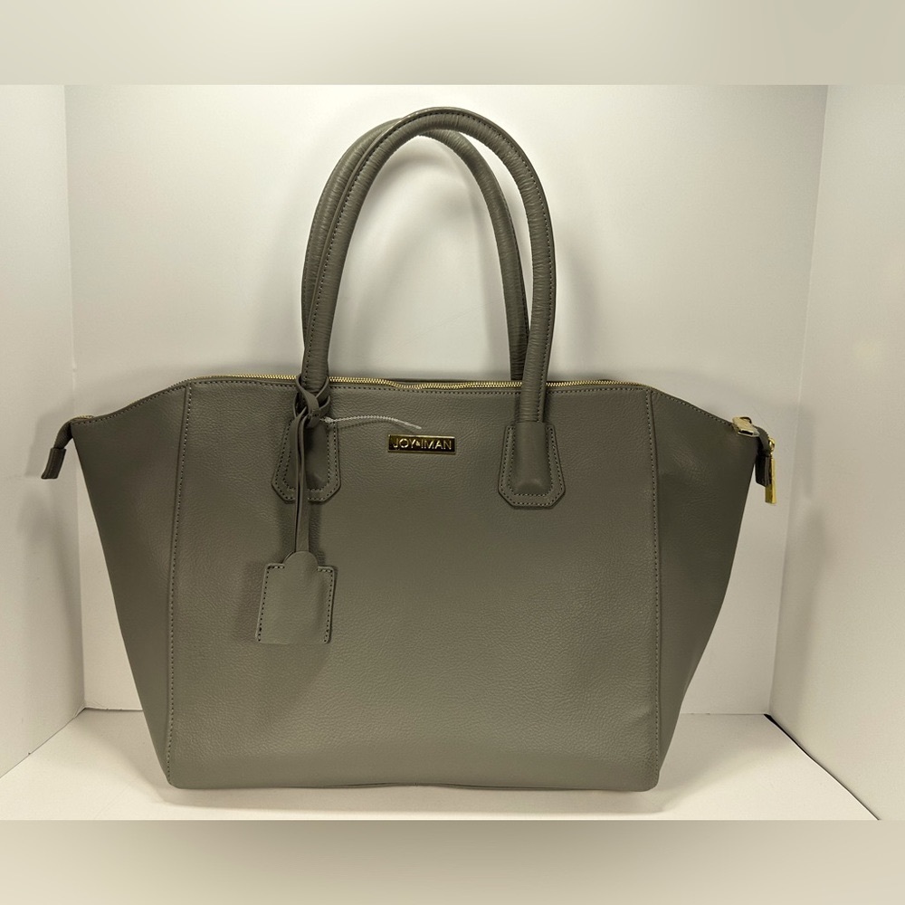 Joy & Iman Large Leather Functional Tote Bag With Accessories - Elephant…